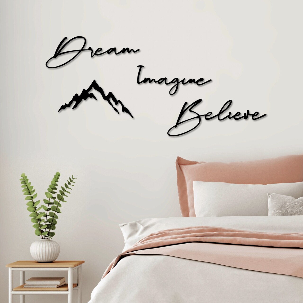 Decoratiune de perete, Dream Imagine Belive, Dimensiune: 47 x 16 cm (1 bucată), Negru - view 4