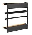 Organizator bucatarie, Wenko, Magna, 33 x 8 x 34 cm, metal/bambus, natur/negru