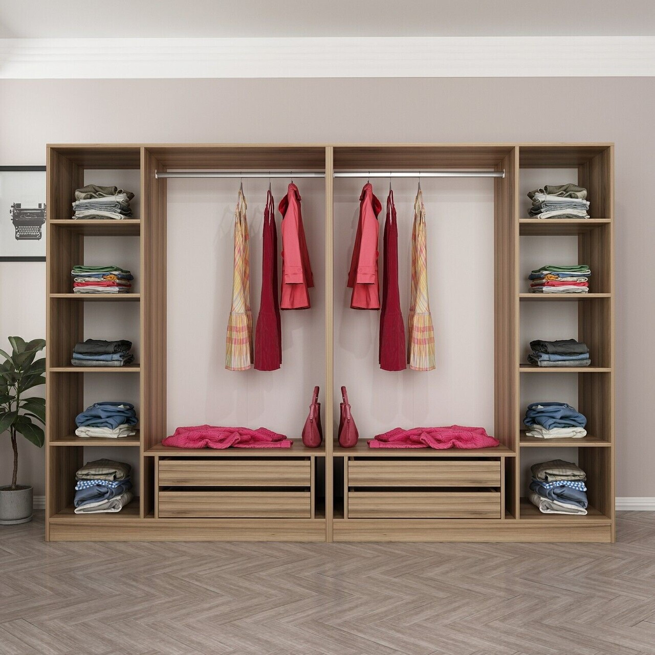 Dulap pentru haine, Hanah Home, Nisa, 270x210x52 cm, Dore — imaginea 6