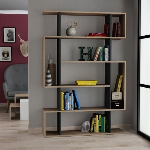 Biblioteca Mito, Homitis, 108.5×25.5×161 cm, maro/antracit Mobilier si saltele