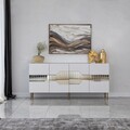 Consola, Neostill, Milan, 180x80x40 cm, PAL, Alb/Auriu