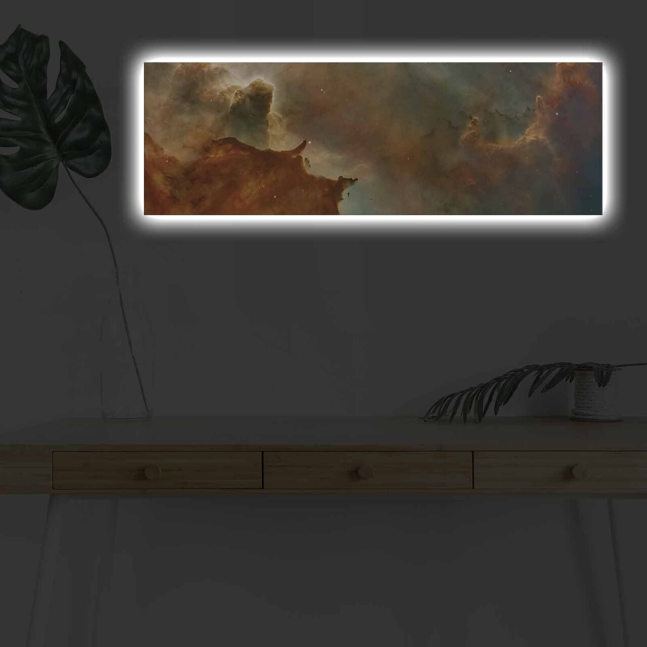 Tablou decorativ cu lumina LED, 3090NASA-011, 30 x 90 cm, Multicolor - view 2