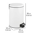 Cos de gunoi, Wenko, Leman Easy Close, 25 x 32 x 38 cm, 12 L, inox/polipropilena, alb/negru