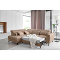 Coltar extensibil stanga 4 locuri ELTAP, LT-20NU, Noble, 255x201x100 cm, lemn/poliester, maro deschis