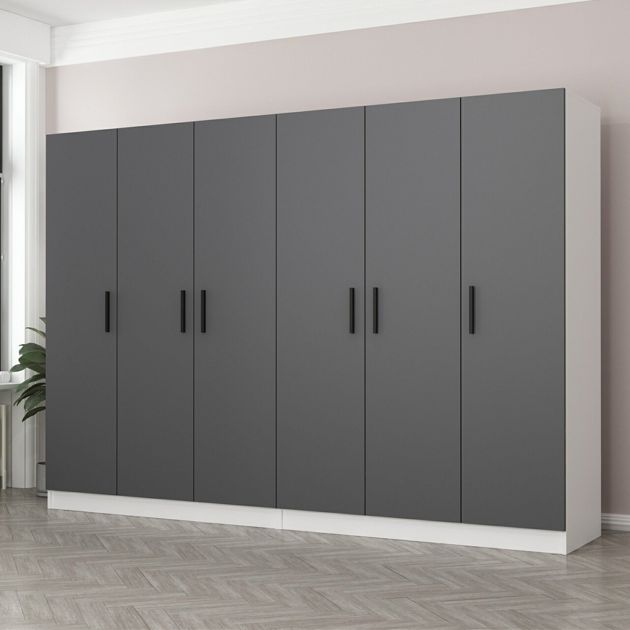 Dulap pentru haine, Minerva, Kale, 270x190x52 cm, PAL, Antracit - 1 | YEO