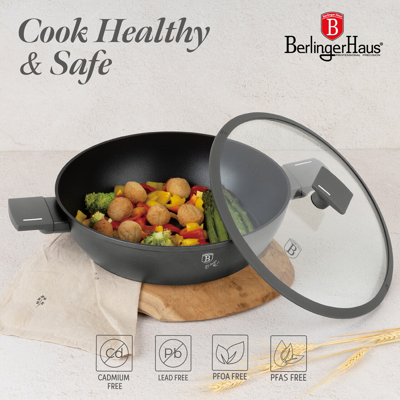 Oala cu capac Berlinger Haus, Anthracite, 30 cm, 4.5 L, aluminiu forjat, antracit mat - imagine 12