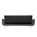 Canapea extensibila 3 locuri Samtige, Homla, 212x84x86.5 cm, lemn/catifea din poliester, negru