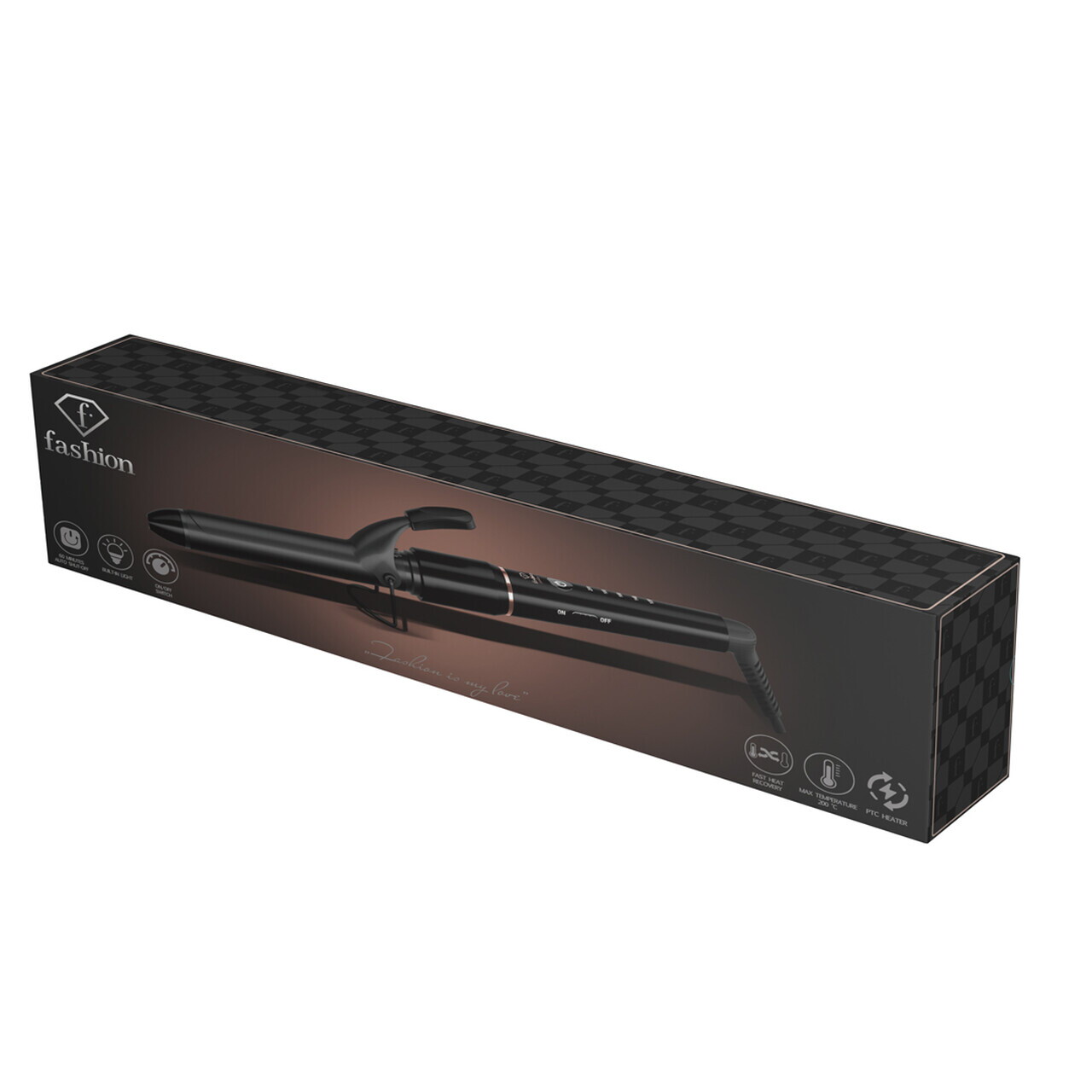 Ondulator de par Fashion TV, Matte Black-Rose Gold, 50-55W, 200°C, 5 trepte de temperatura, invelis ceramic, negru - imagine 8