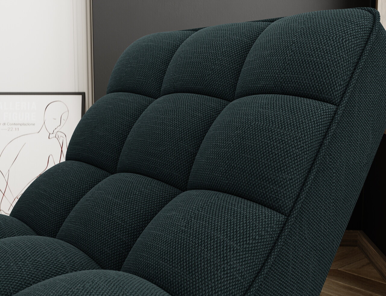 Sezlong living ELTAP, LOR-35RAQ, Loren, 170x85x85 cm, poliester, verde inchis - view 6