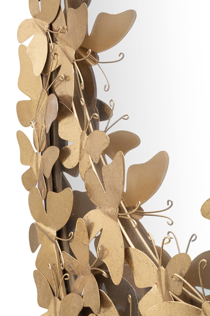 Oglinda decorativa Butterfly, Mauro Ferretti, 89.5 cm, fier, auriu - 2 | YEO