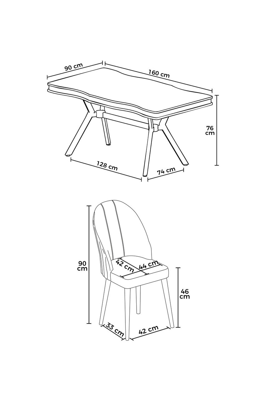 Set masa si scaune (7 piese), Hanah Home, Pem, Antracit / Auriu / Cappuccino — imaginea 3