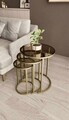 Set masute 3 piese, Hanah Home, Milas 3, Aur / Bronz