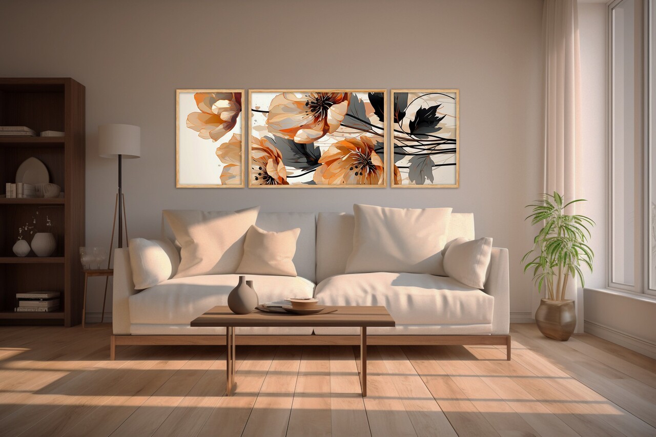 Set 3 tablouri decorative Huhu306 Cadru: 100% LEMN MASIV (Grosime: 2 cm) Multicolor