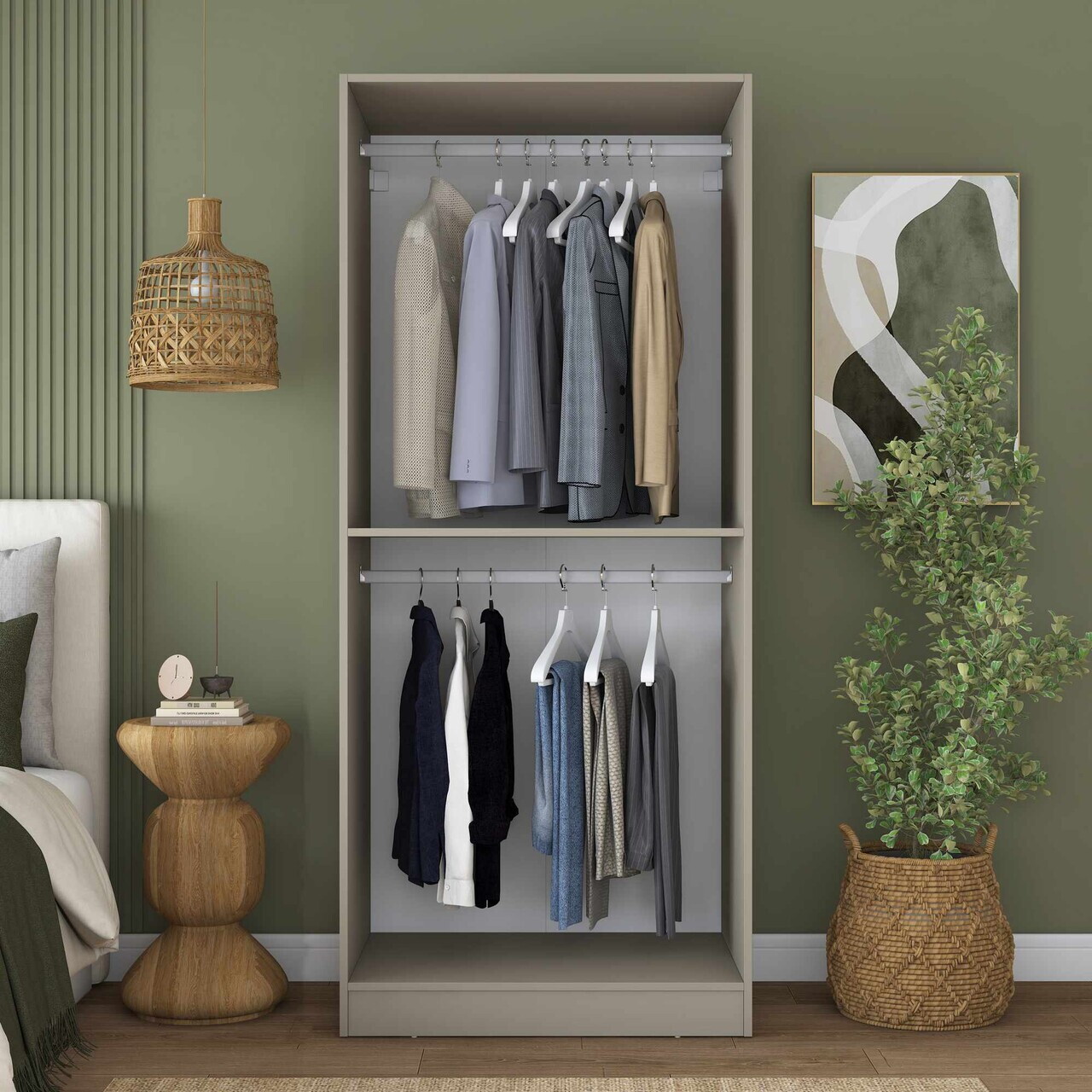 Dulap pentru haine, Hanah Home, BA287, 90x210x57.5 cm, Gresie — imaginea 4