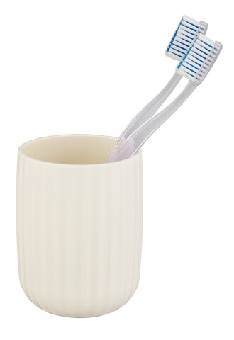 Suport periute si pasta de dinti, wenko, agropoli, 7.5 x 7.5 x 10 cm, plastic, crem