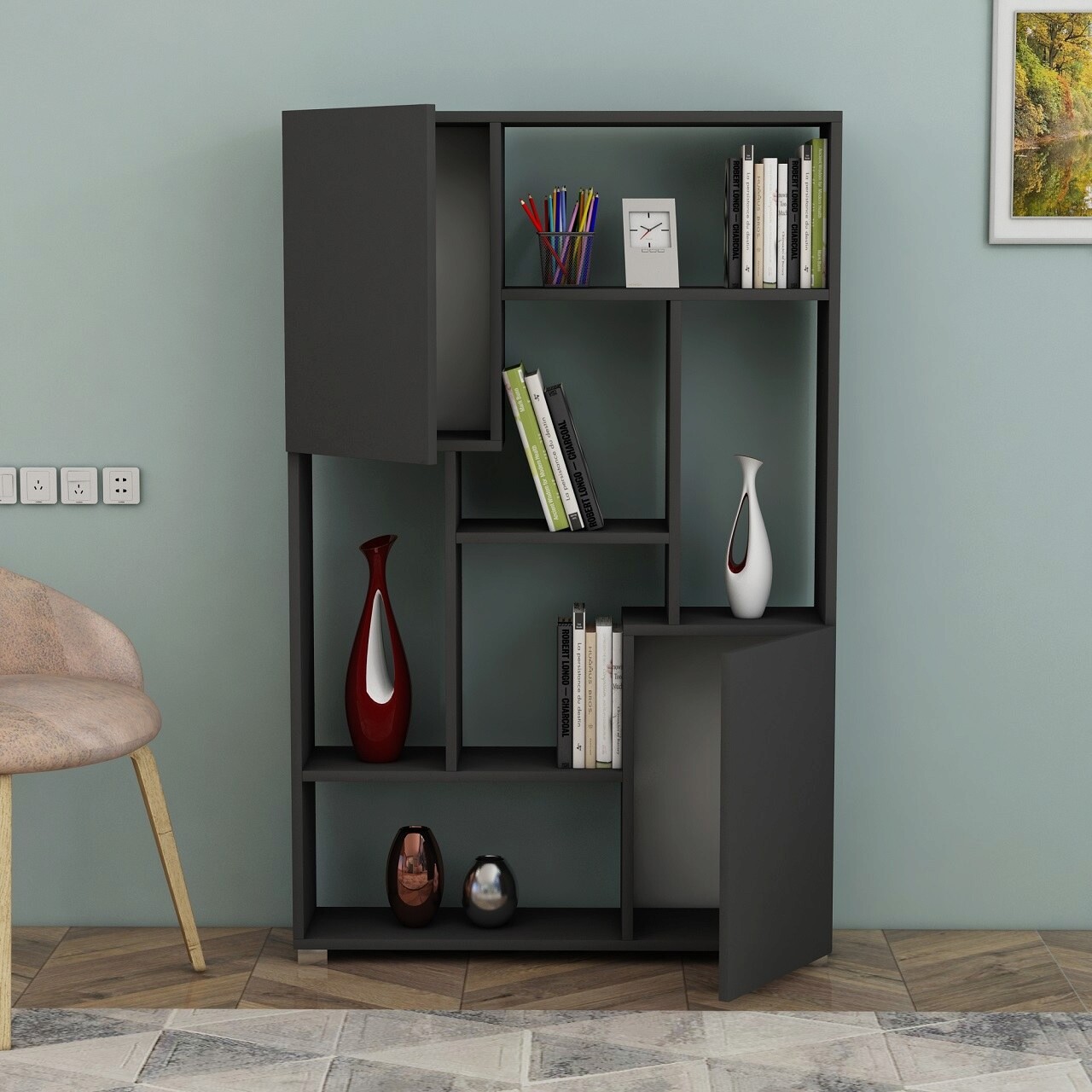Corp biblioteca, Coraline, De More, 90x141x24 cm, Antracit - 2 | YEO