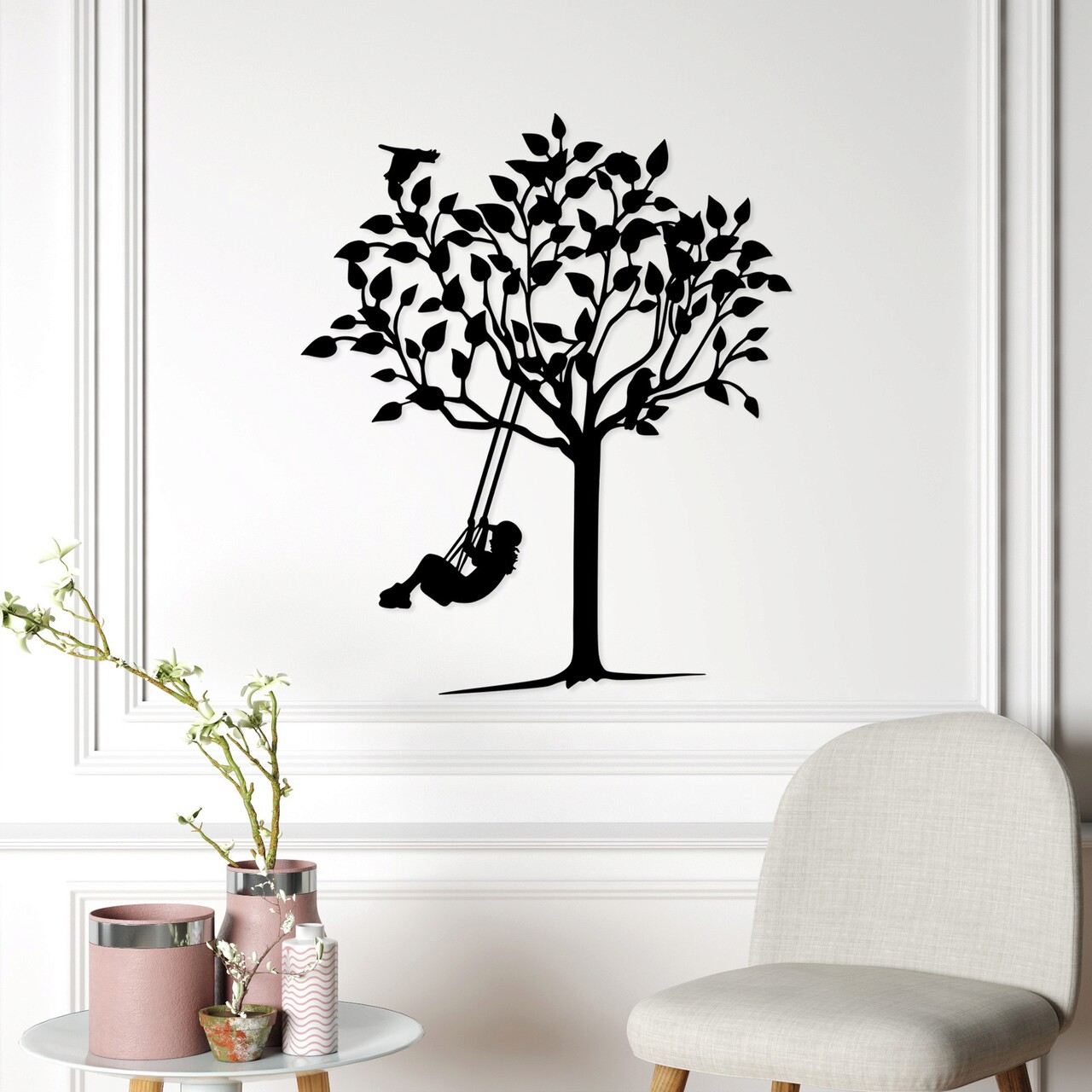 Decoratiune de perete, Swinging Kid, Metal, Dimensiune: 56 x 70 cm, Negru - 1 | YEO