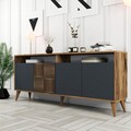 Bufet inferior Milan Walnut, Hommy Craft, 180x35x78.6 cm, maro/antracit
