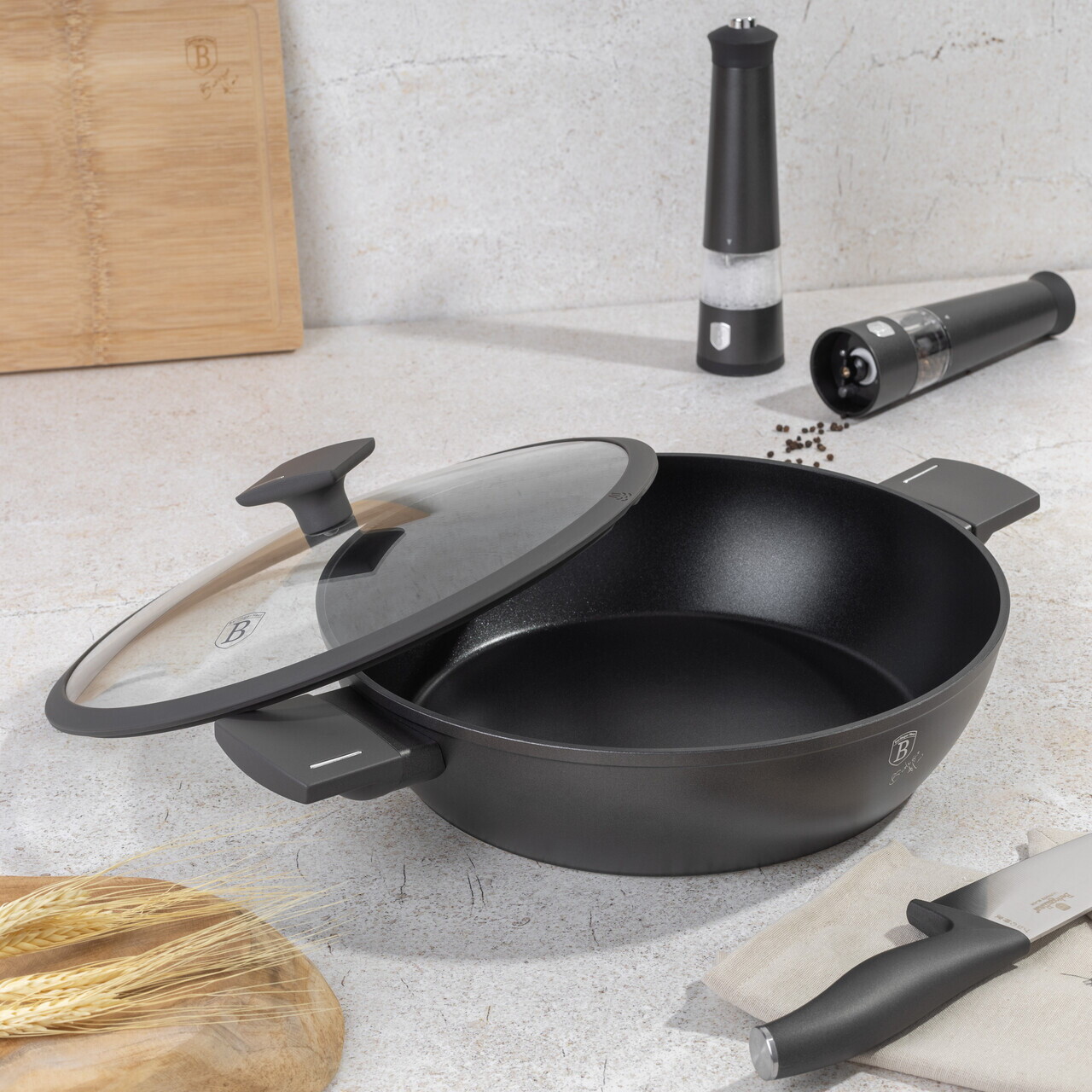 Oala cu capac Berlinger Haus, Anthracite, 30 cm, 4.5 L, aluminiu forjat, antracit mat - imagine 6