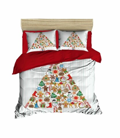 Lenjerie de pat dubla Xmas-446 Pearl Home, 3 piese, amestec bumbac, multicolor amestec