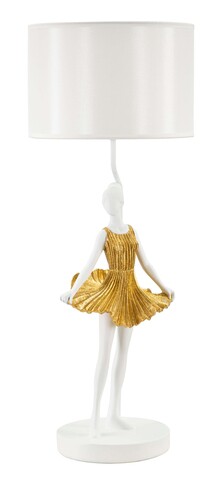 Lampa de masa Dancer, Mauro Ferretti, 1 x E27, 40W, 30x90.5 cm, polirasina/fier, auriu/alb