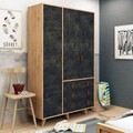 Dulap pentru haine, Mod Design, Chunky, 120x187x52 cm, Stejar / Gri închis