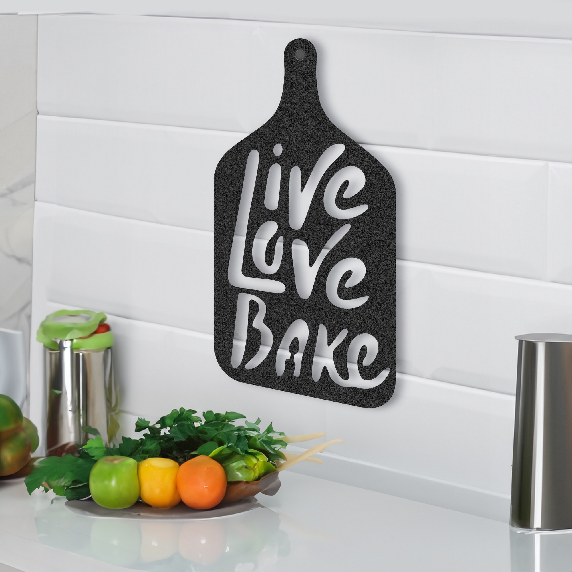 Decoratiune de perete, KITC-DEC-4001, Dimensiuni: 40 x 30 x 0,15 cm, Negru