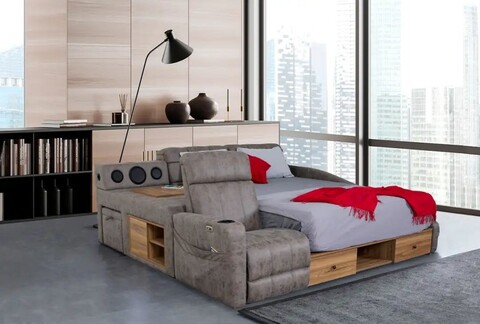 Pat dublu, Hanah Home, Whesley Smart, 235x100x245 cm, Frame: 70% HORNBEAM/30% MELAMINE COATED CHIPBOARD, Maro