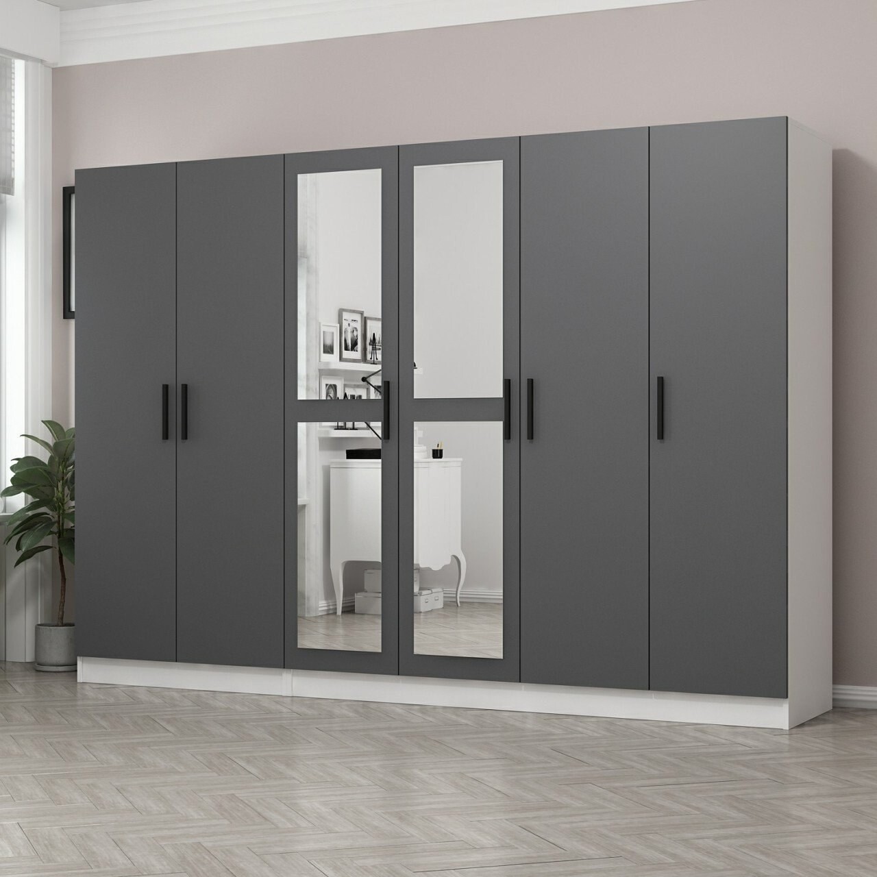 Dulap pentru haine, Minerva, Kale, 225x210x52 cm, PAL, Antracit - 1 | YEO