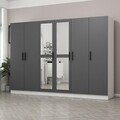 Dulap pentru haine, Minerva, Kale, 225x210x52 cm, PAL, Antracit