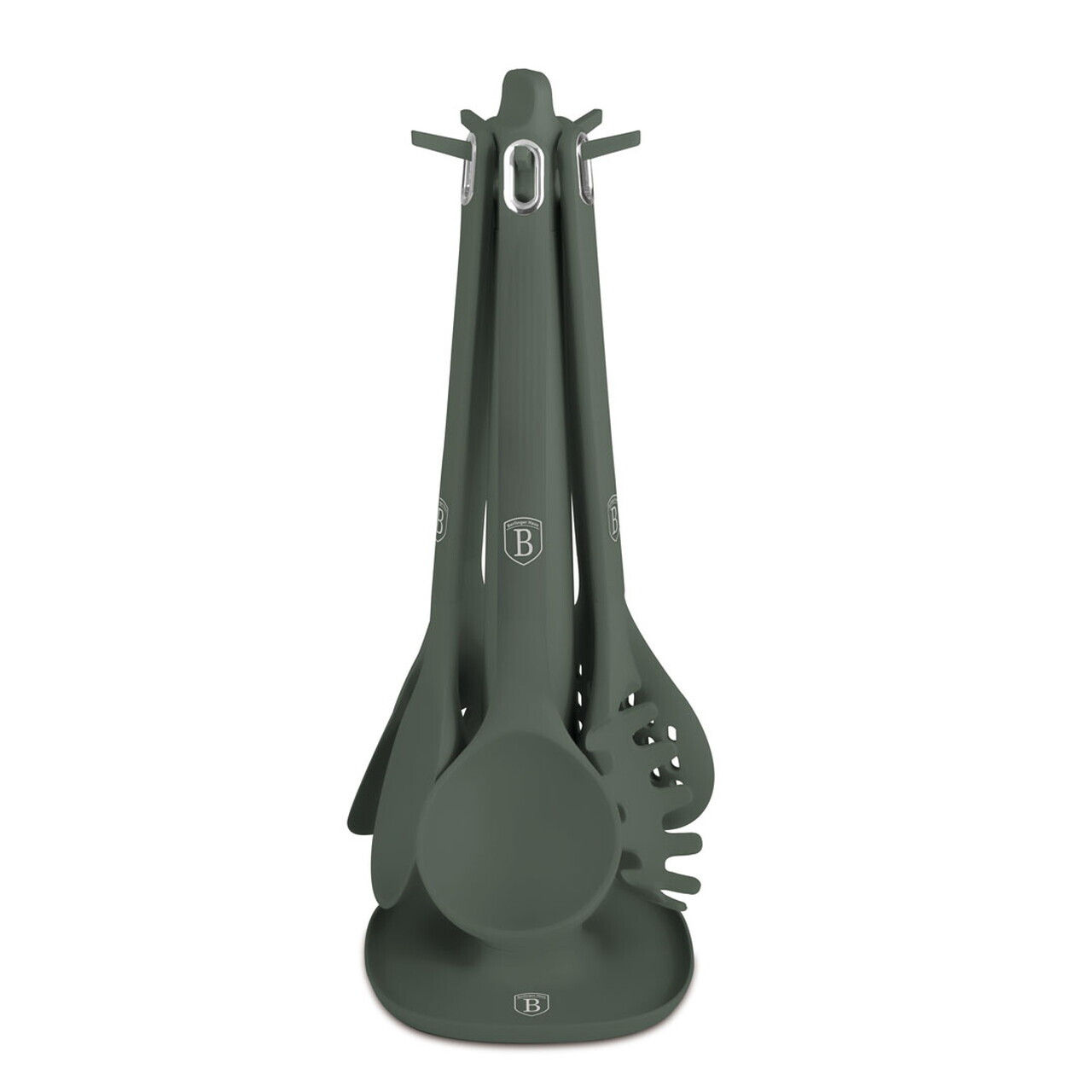 Set 5 ustensile de bucatarie cu suport, Berlinger Haus, Matte Green, nailon/plastic, verde mat - imagine 6