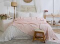 Set cuvertura de pat dubla 3 piese, L'essentiel Maison, Pamela, Roz pudra