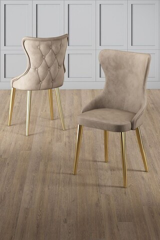 Set scaune (8 piese), Hanah Home, Alpa, Cappuccino / Aur