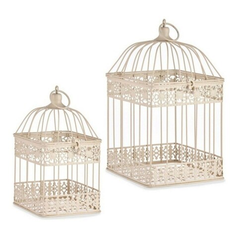Set 2 colivii decorative Cage Squared, Gift Decor, 18 x 18 x 35.5 cm, metal, crem Gift Decor