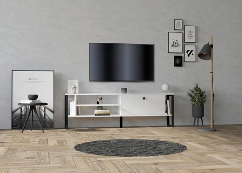 Comoda tv, puqa design, asrın, 160x50.4x24.5 cm, pal, alb