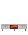 Comoda TV, Hanah Home, Dario Bohem Fireplace, 150x44.6x29.6 cm, PAL , Alb