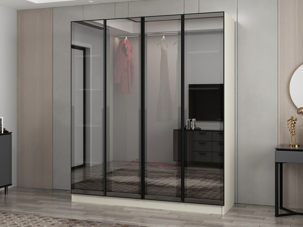 Dulap pentru haine, Hanah Home, Nisa, 180x210x52 cm, Gresie — imaginea 4