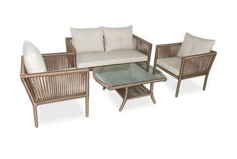 Set gradina/terasa 4 piese, My Interior, Shangai Classic, rattan/aluminiu, maro Classic