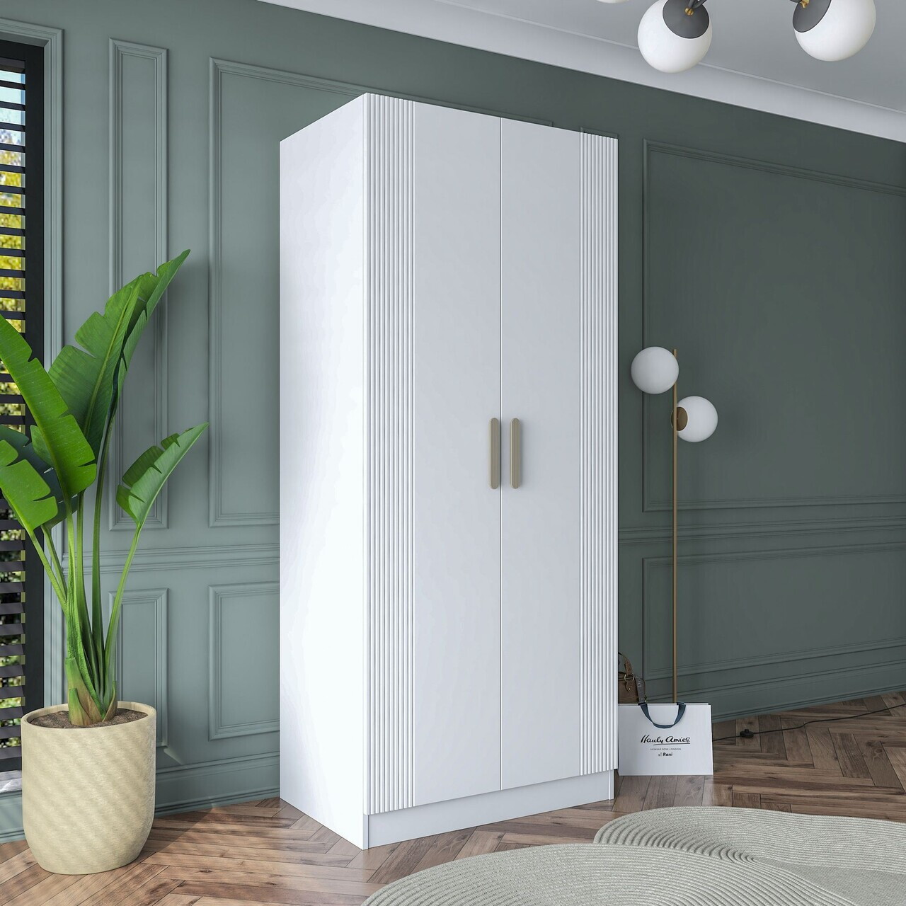 Dulap pentru haine, Hanah Home, BA179, 90x210x57.5 cm, PAL melaminat, Alb - view 2
