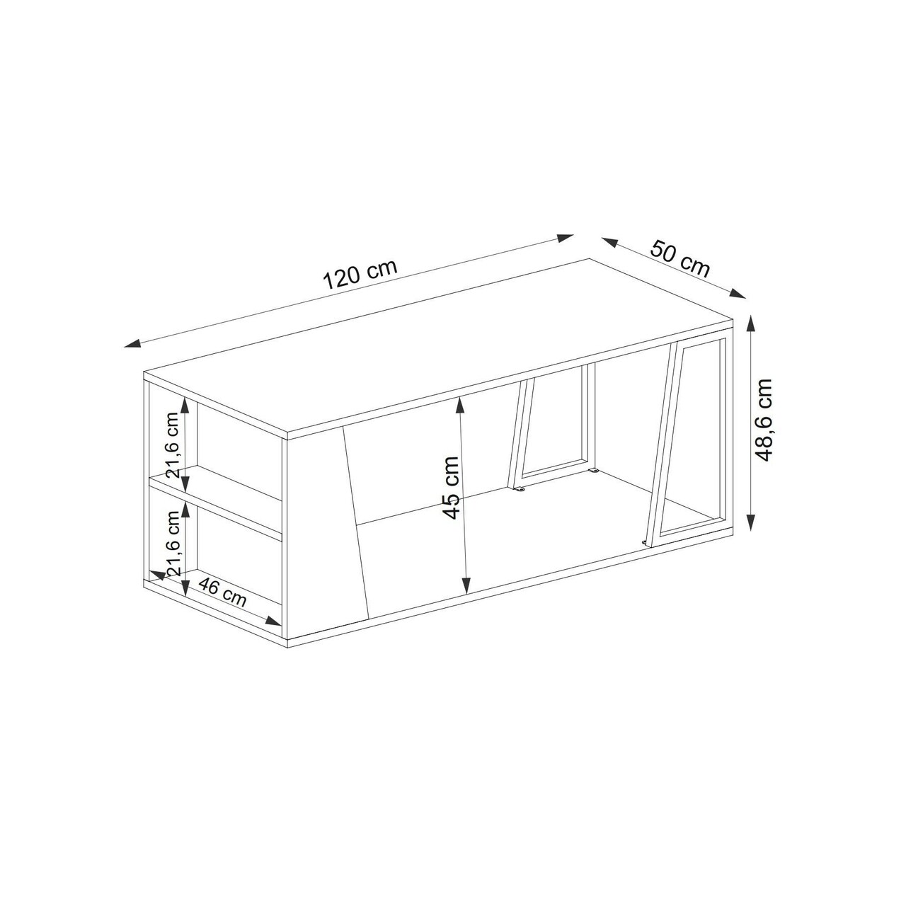 Masuta de cafea, Arnetti, Lissa, 120x50x48.6 cm, PAL, Safir / Alb