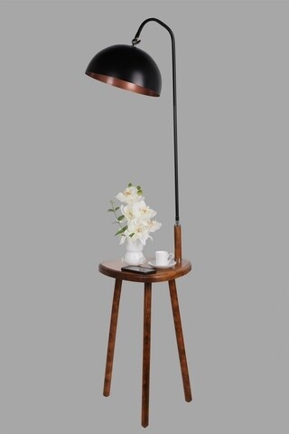 Lampadar cu masuta, Luin, 8272-1, E27, 60 W, metal/lemn/textil