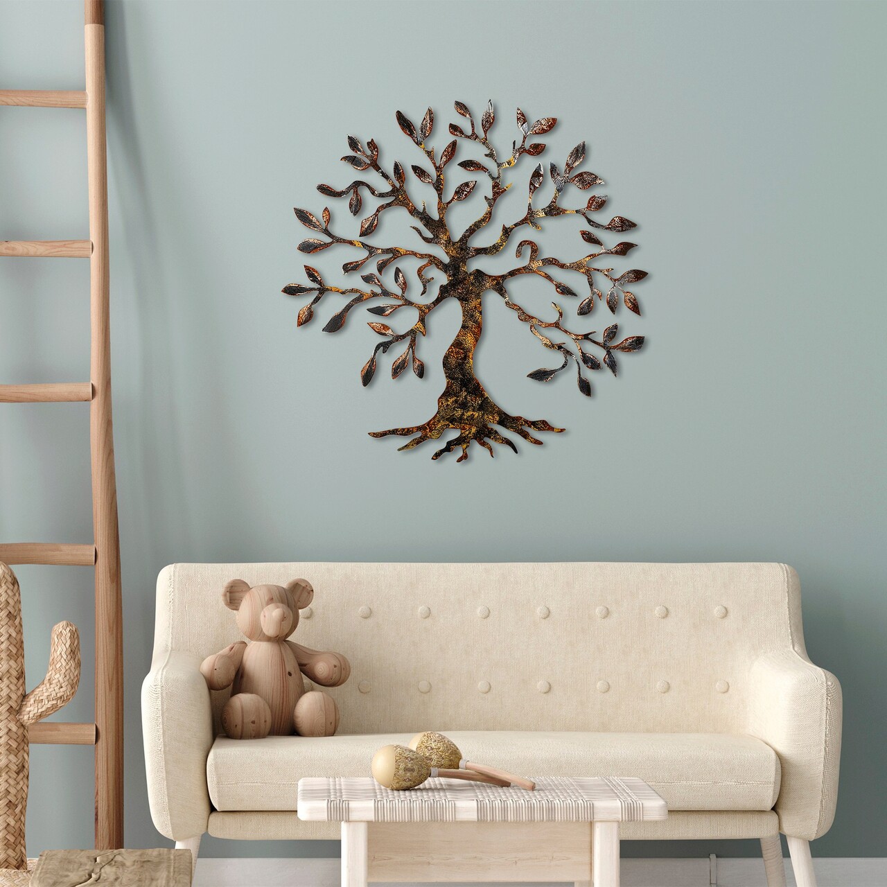Decoratiune de perete, Tree, Metal, 60 x 60 cm, Multicolor - 2 | YEO