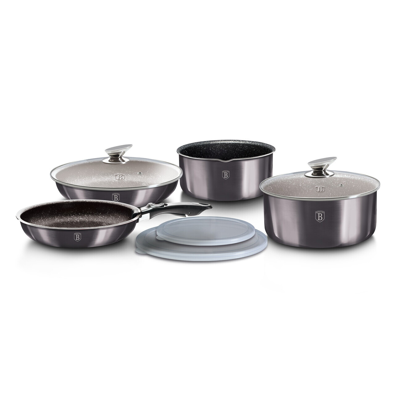 Set pentru gatit Berlinger Haus, Carbon Pro, 9 piese, aluminiu, gri inchis - imagine 2