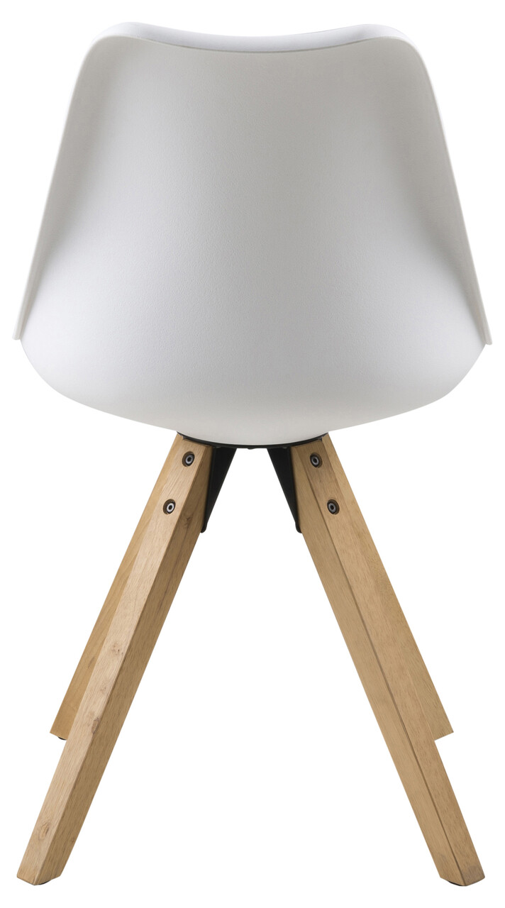 Scaun Dima, Actona, 48.5x55x85 cm, piele ecologica/lemn de cauciuc, alb zapada - view 7