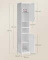 Dulap ingust pentru baie cu lumina integrata, Vasagle, 30x30x170 cm, MDF, alb cloud
