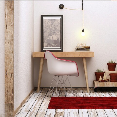 Birou, mod design, valencia, 100x74x60 cm, stejar / alb