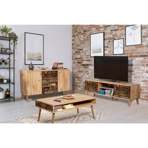 Set mobilier living 3 piese, comoda, comoda tv si masuta, motto 765, vella, atlantic pine