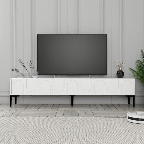 Comoda TV, Hommy Craft, Lyon 42, 180x42x35 cm, PAL, Alb/Negru