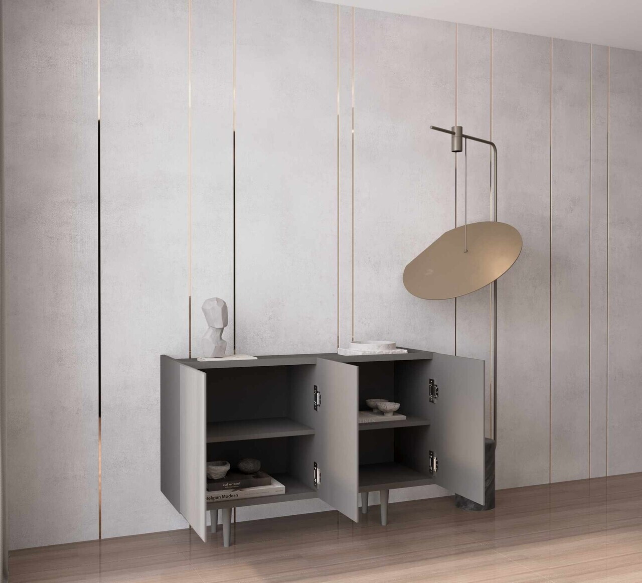 Consola, Hanah Home, Capella 120, 120x60x40 cm, MDF, Gri - view 3