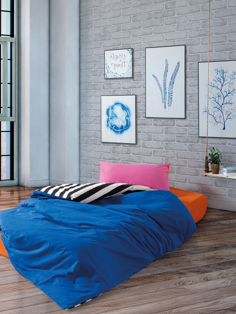 Lenjerie de pat pentru o persoana, Dusk - Blue, Cozy Home, Bumbac Ranforce